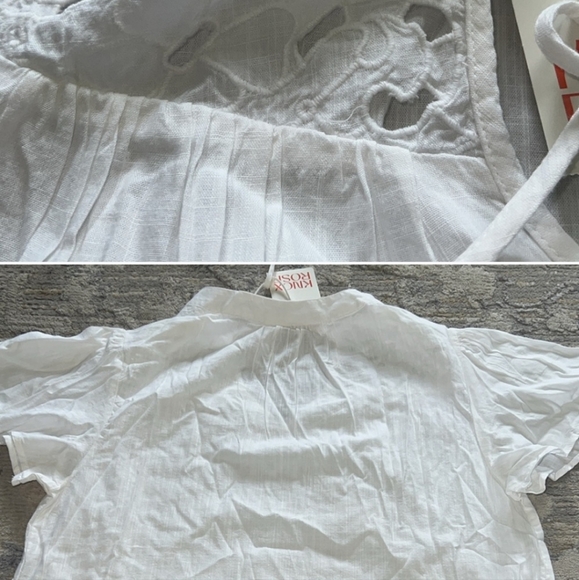 Knox Rose women's XL white boho blouse short sleeve eyelet NWT - Picture 4 of 6